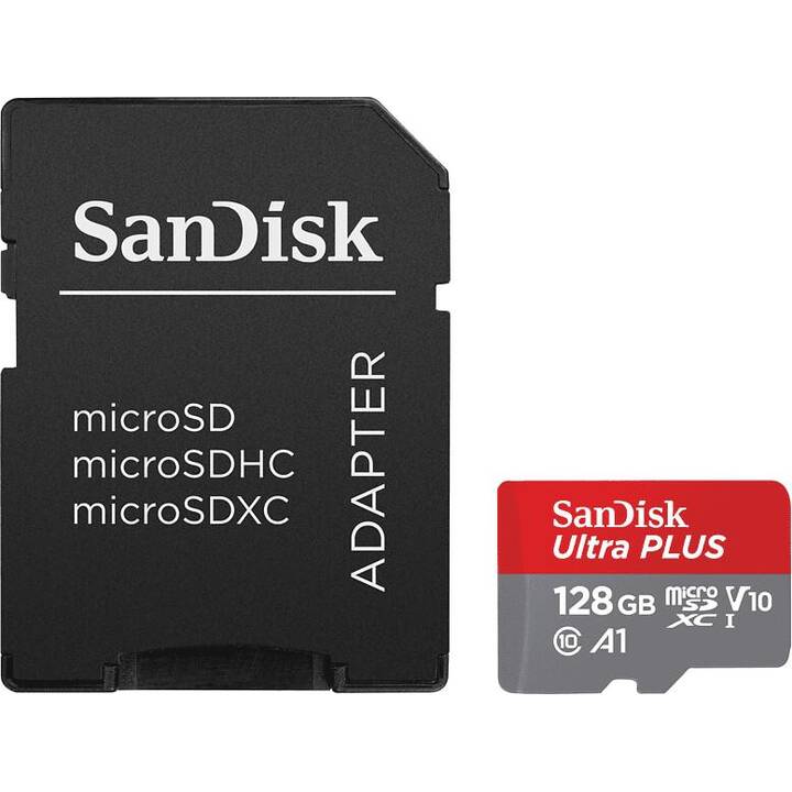 SANDISK MicroSDXC Ultra Plus (Video Class 10, Class 10, A1, 128 Go, 150 Mo/s)