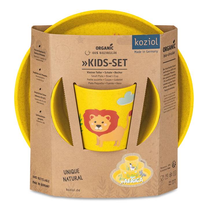 KOZIOL Set de vaisselle pour enfants Connect Africa (Giraf, Crocodile, Lion, Zèbre, Éléphant)