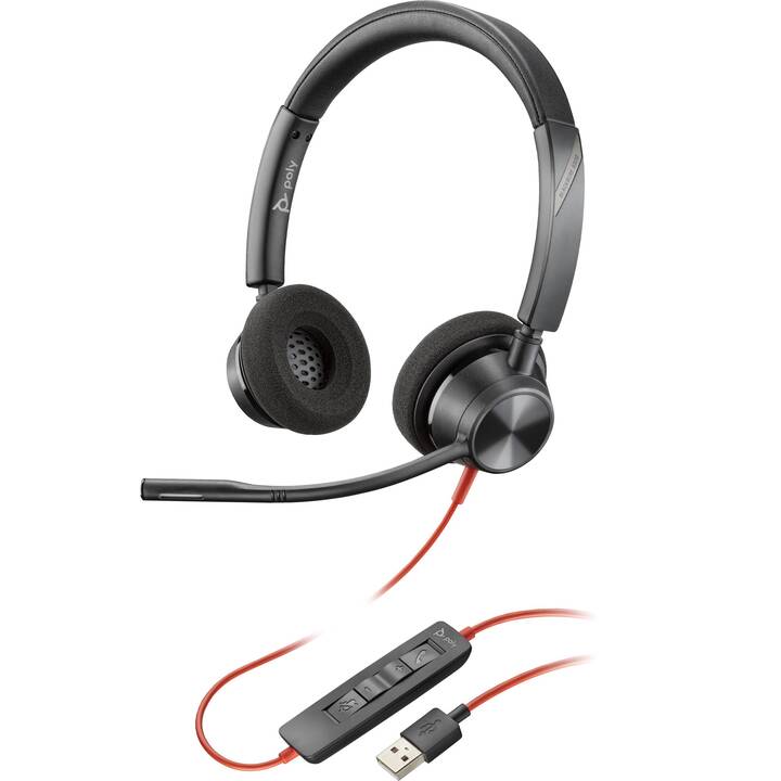 POLY Office Headset Poly Blackwire 3320 (On-Ear, Kabel, Schwarz)