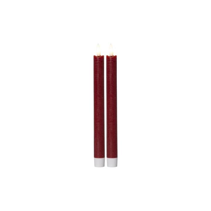 STAR TRADING Dinner Flamme Candele LED (rosso scuro, 2 pezzo)