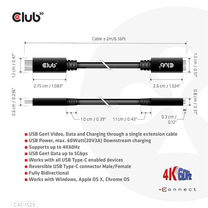 CLUB 3D CAC-1531 Cavo (USB-C, USB Typ-C, 1 m)