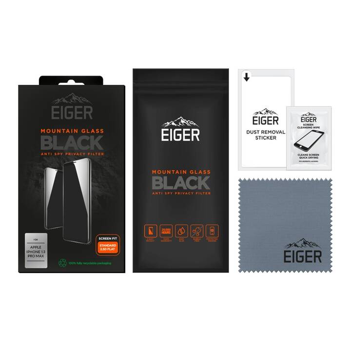 EIGER Displayschutzglas Mountain Glass Black (iPhone 13 Pro Max)