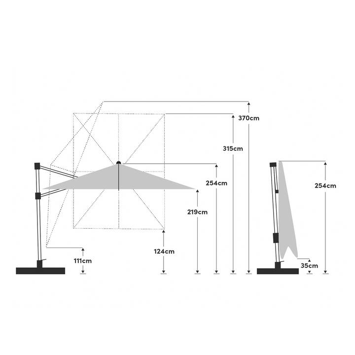 SUNCOMFORT BY GLATZ Varioflex Ombrellone semaforo (330 cm x 270 cm, Pietra)