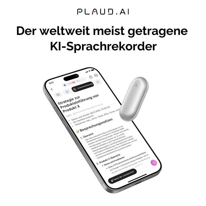 PLAUD NotePin (64 GB, Silber) - Interdiscount
