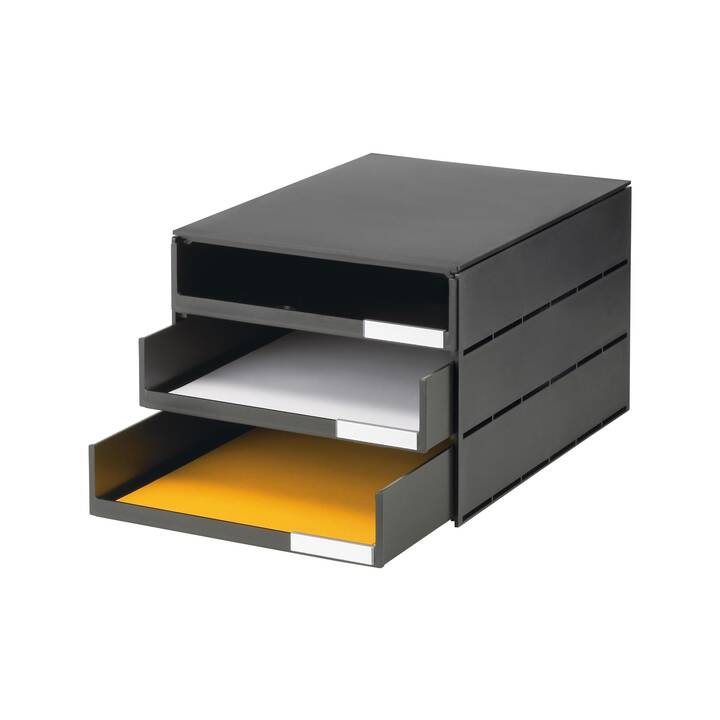 STYRO Boite à tiroirs de bureau Pro (C4, 24.3 cm  x 33.5 cm  x 20 cm, Noir)