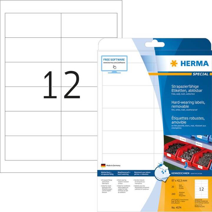 HERMA Druckeretikettenbogen (42.3 x 97 mm)