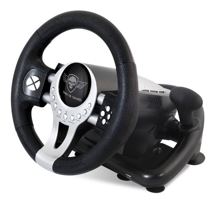 SPIRIT OF GAMER Race Wheel Pro 2 Lenkrad & Pedale (Silber, Schwarz)