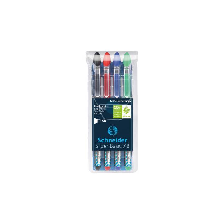 SCHNEIDER Stylo à bille Slider XB (Bleu, Vert, Noir, Rouge)