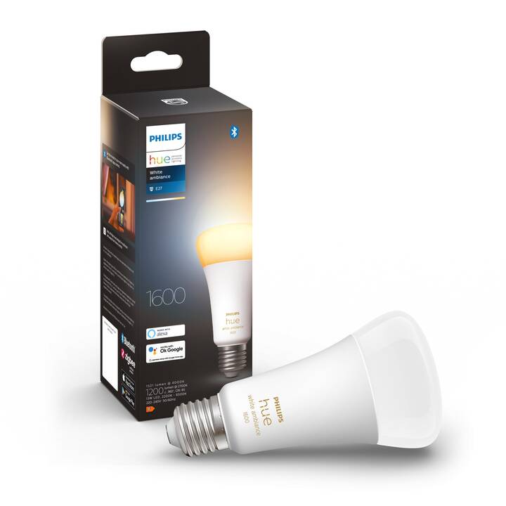 PHILIPS HUE Lampadina LED White Ambiance (E27, Bluetooth, 13 W)