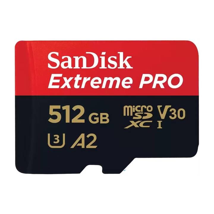 SANDISK MicroSDXC Extreme PRO 512 GB (Class 10, A2, Video Class 30, 200 MB/s)