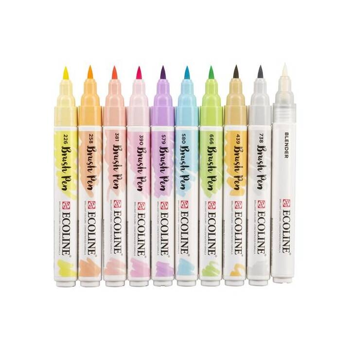 TALENS Ecoline Pastell Crayon feutre (Violet pastel, Jaune pastel, Bleu pastel, Sépia, Gris froid, Rouge pastel, Vert pastel, Rose pastel, Abrioct, 1 pièce)