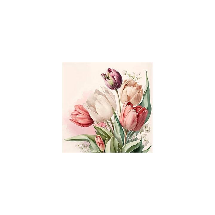 BRAUN + COMPANY Papierserviette Vintage Tulip (33 cm x 33 cm, 20 Stück)