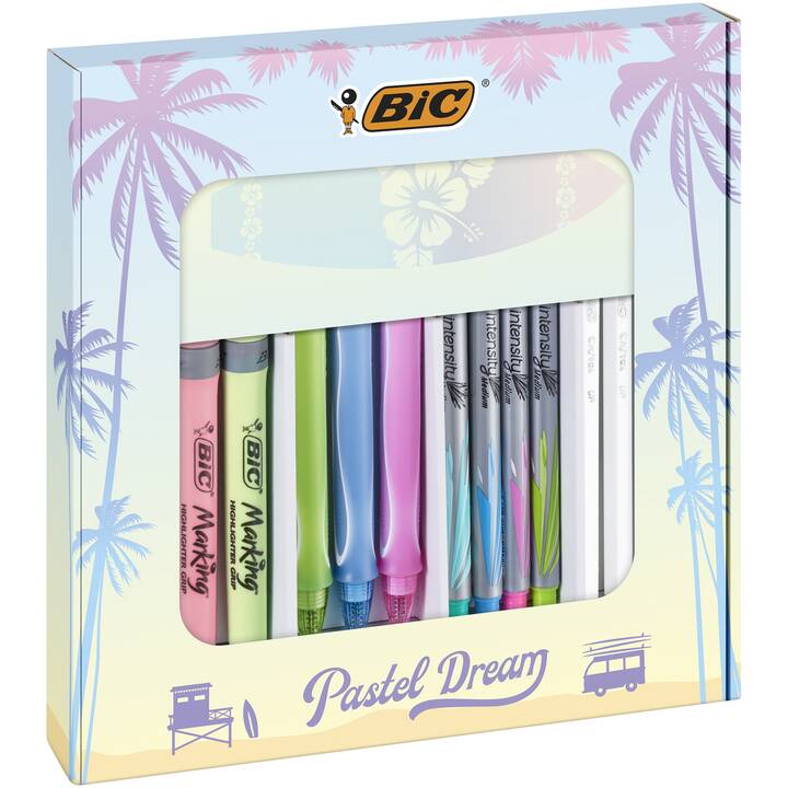 BIC Gel roller Quick Dry (Jaune pastel, Lime, Pink, Pourpre, Bleu pastel, Lumière bleu ciel, Bleu clair, Rose, Vert, Rose pastel, Vert pastel)
