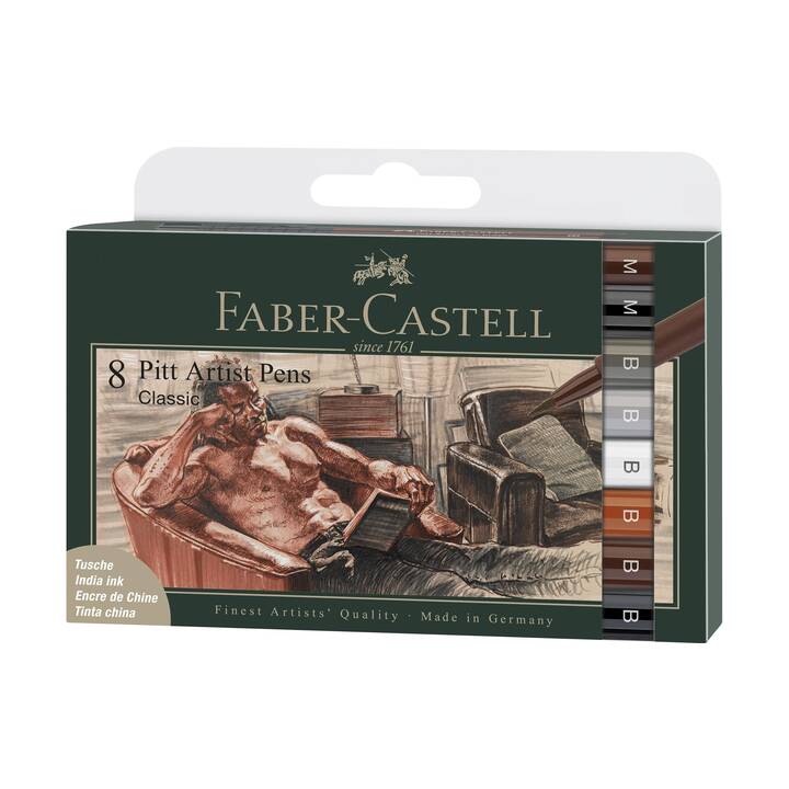 FABER-CASTELL Pitt Classic Tuschestift (Mehrfarbig, 8 Stück)