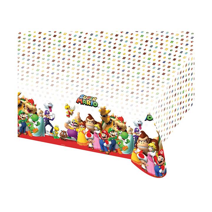 AMSCAN Tischtuch Super Mario (120 cm x 180 cm x 12000 cm, Rechteckig, Mehrfarbig)