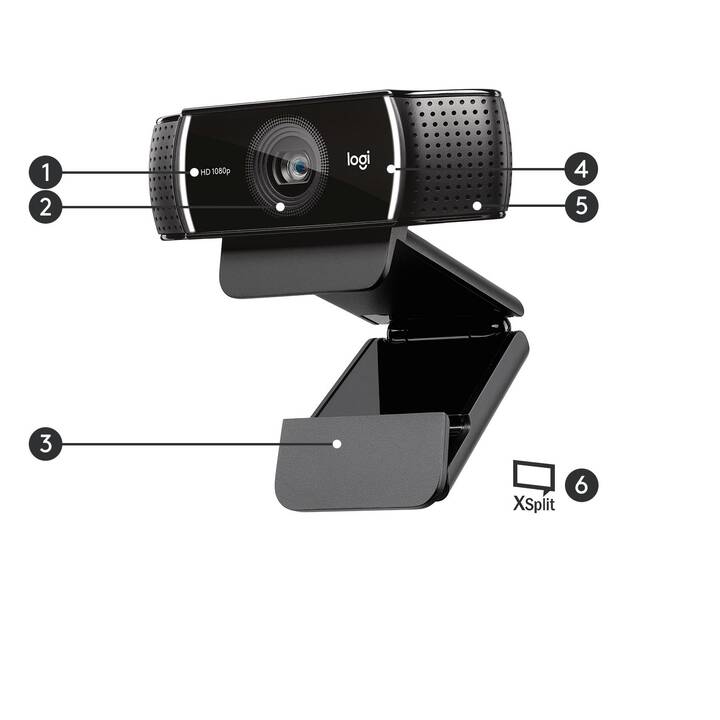 LOGITECH C922 Pro Webcam (1920 x 1080, 1280 x 720, Nero)