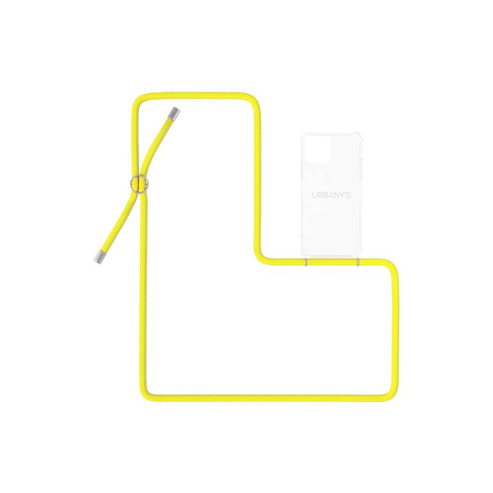 URBANY'S Backcover mit Kordel (iPhone 13 mini, Transparent, Gelb)