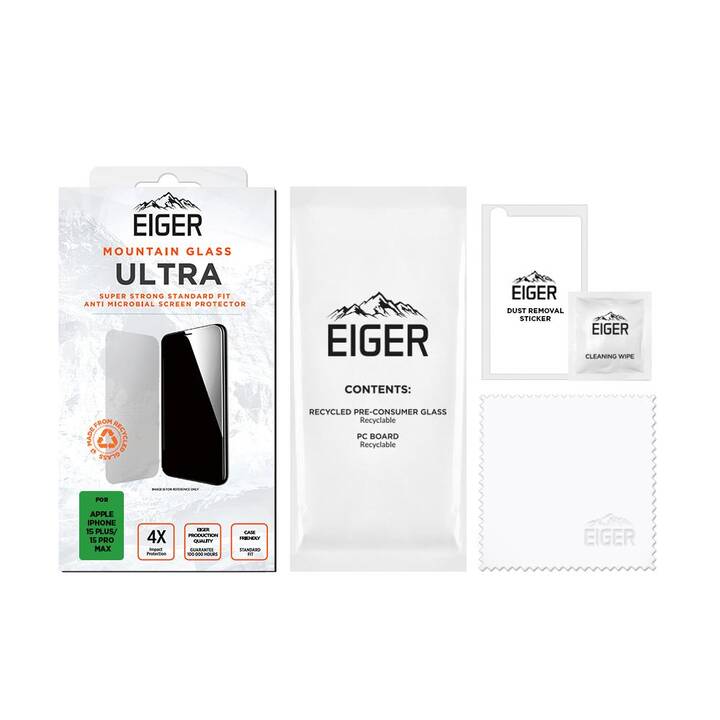 EIGER Displayschutzglas Ultra (iPhone 15 Pro Max, iPhone 15 Plus, 1 Stück)