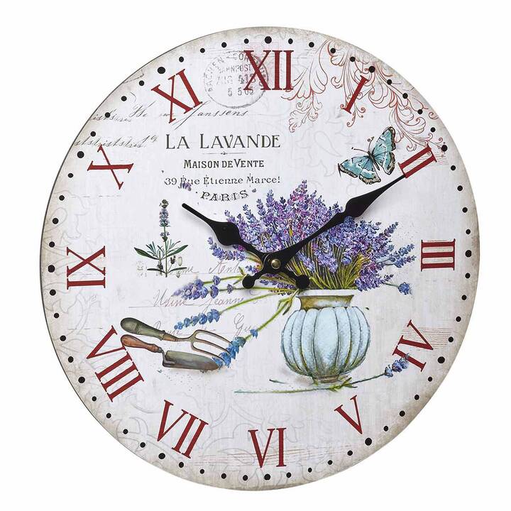 TFA Vintage La Lavande Horloge murale (Analogique, 33.7 cm)
