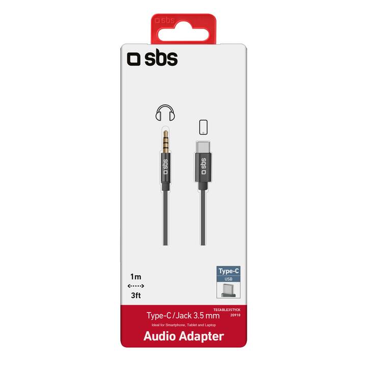 SBS Adaptateur (Jack 3.5 mm, USB de type C, 1 m)