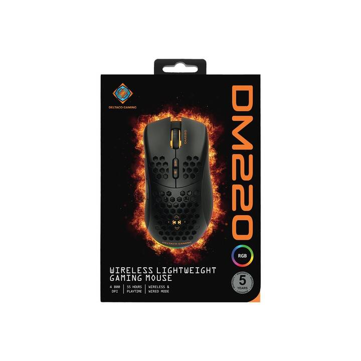 DELTACO DM220 Lightweight RGB Souris (Câble et sans fil, Gaming)