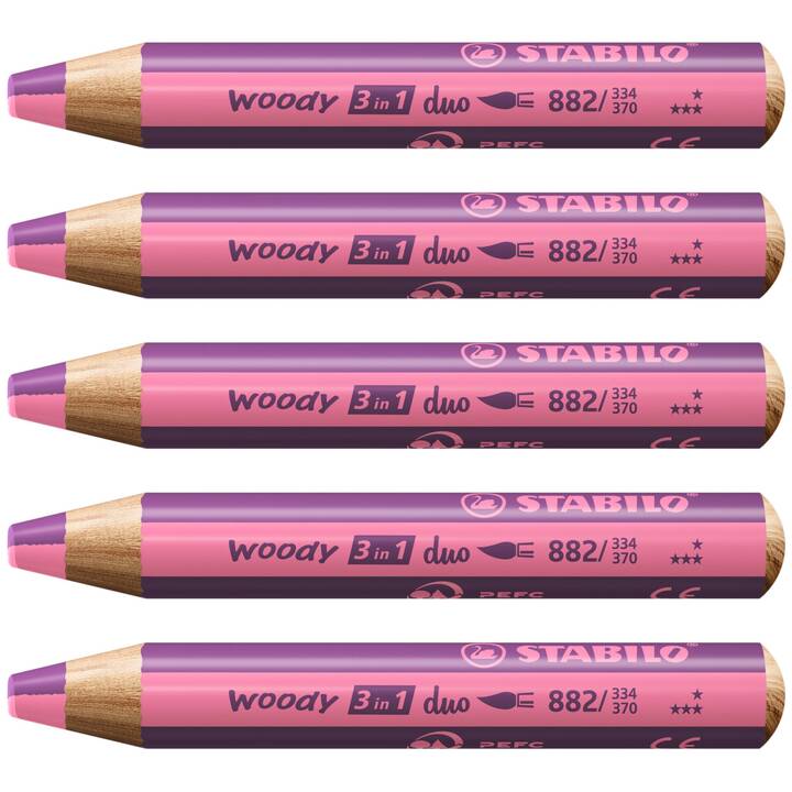 STABILO Crayons de couleur 3 in 1 Dio (Pourpre, Pink, 5 pièce)