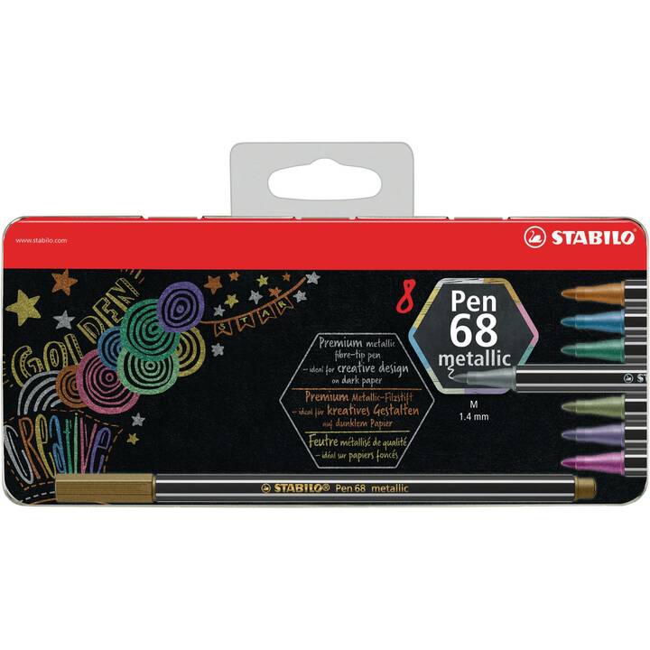 STABILO Pen 68 Metallic Crayon feutre (Multicolore, 8 pièce)