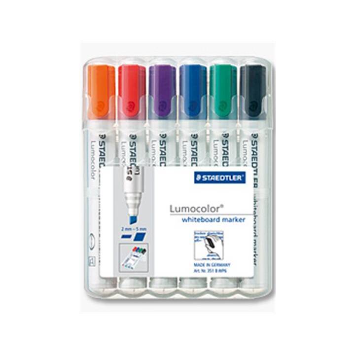 STAEDTLER Marqueur pour tableaux blancs Lumocolor (Orange, Bleu, Noir, Rouge, Vert, Violet, 6 pièce)