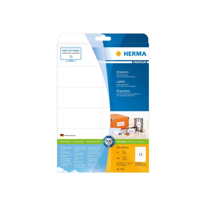 HERMA Foglie etichette per stampante (48 x 105 mm)