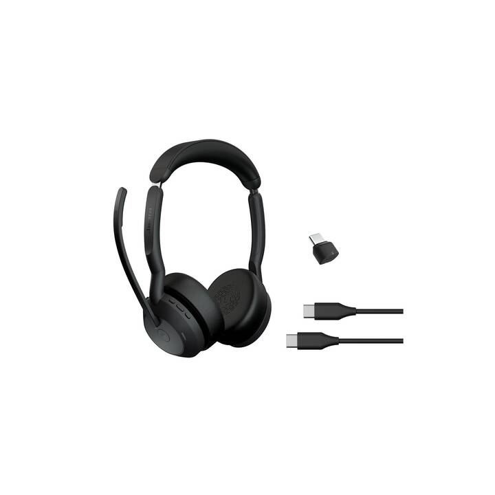 JABRA Office Headset Evolve2 55 Duo MS (On-Ear, Kabel und Kabellos, Schwarz)
