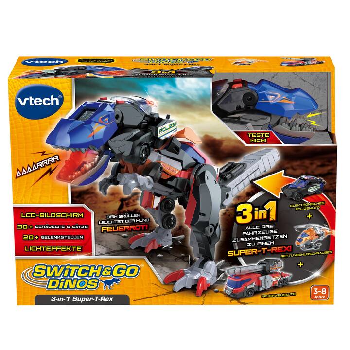 VTECH Switch&Go Dinos 3-1 T-Rex Ensemble de véhicule pour jouer