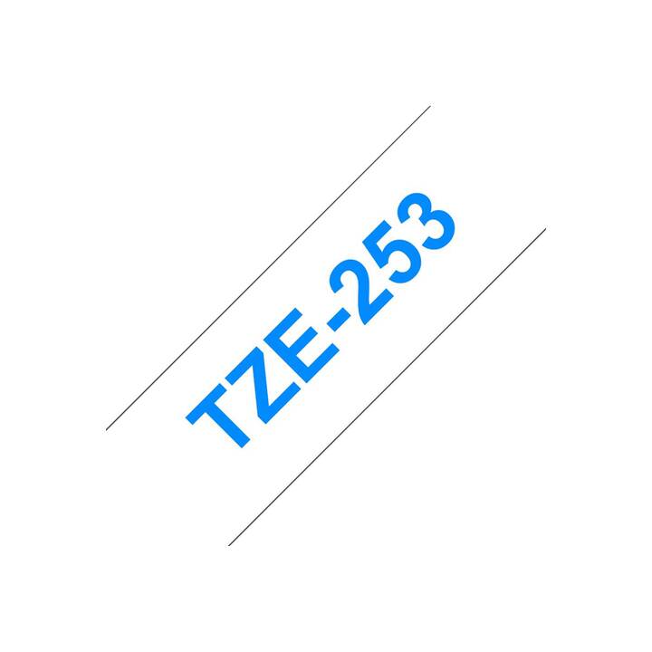BROTHER TZe-253 Ruban d'écriture (Bleu / Blanc, 24 mm)