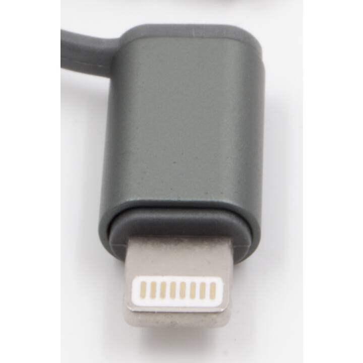 EXSYS Cavo per ricarica (USB-MicroB, USB-C, Apple Lightning, 1 m, Argento)