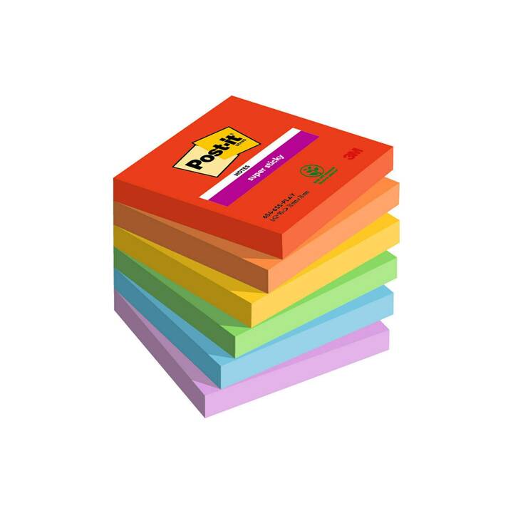 POST-IT Notes autocollantes Super Sticky Playful (6 x 90 feuille, Coloris assortis)