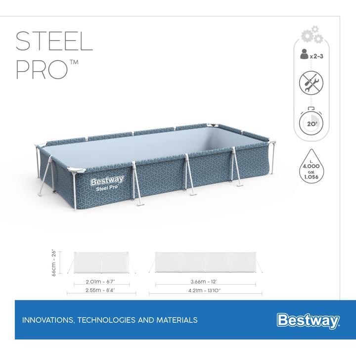 BESTWAY Piscine tubulaire (366 cm x 201 cm x 66 cm)