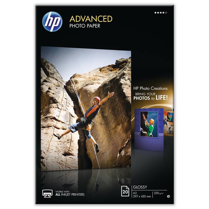 HP Fotopapier (20 Blatt, A3, 250 g/m2)