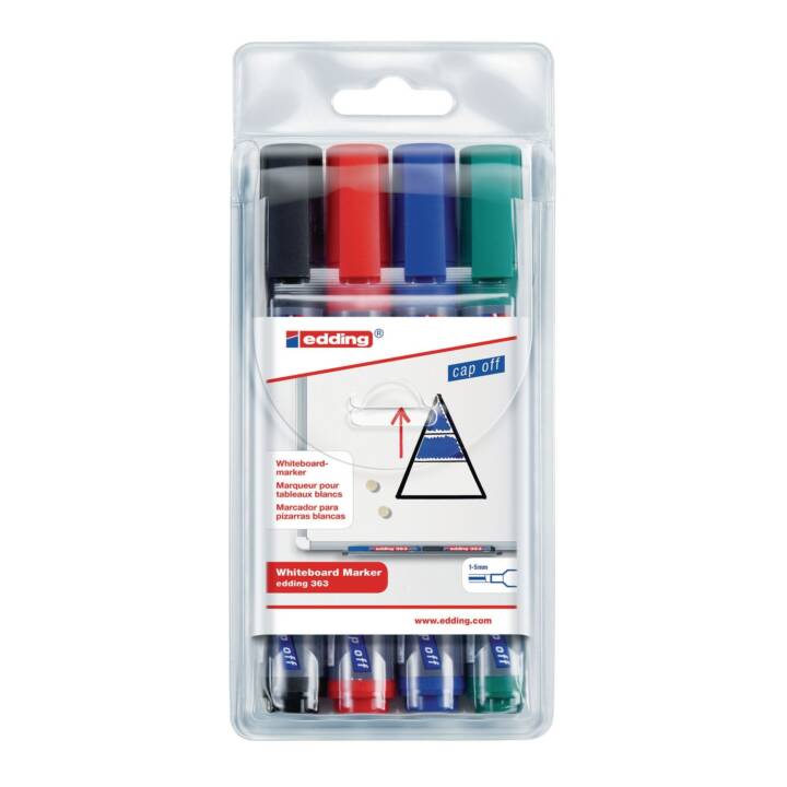 EDDING Whiteboard Marker 364 (Blau, Schwarz, Rot, Grün, 4 Stück)
