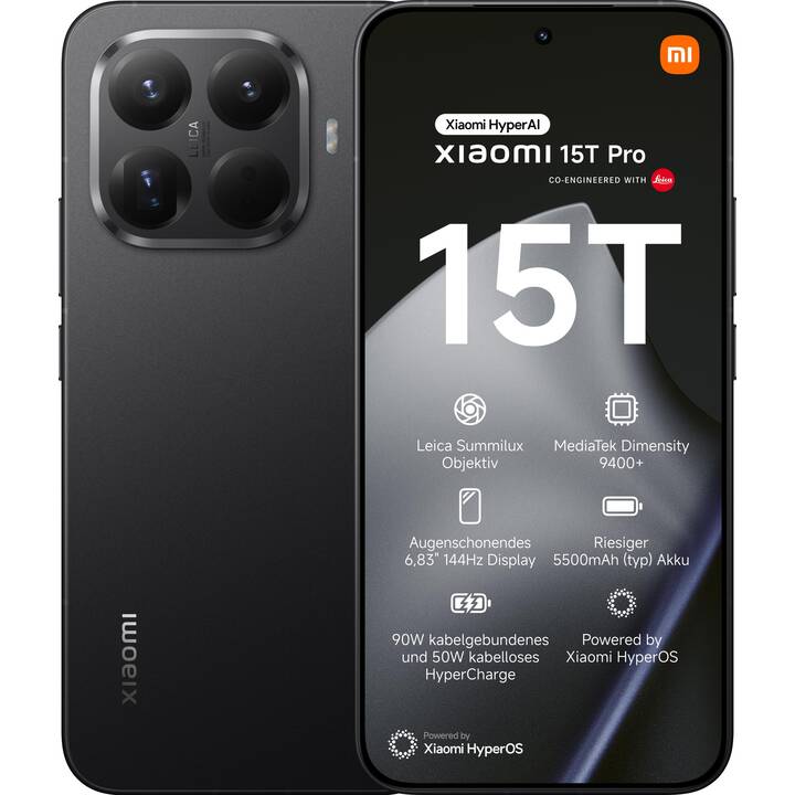 XIAOMI 15T Pro (512 GB, Schwarz, 6.83", 50 MP, 5G)