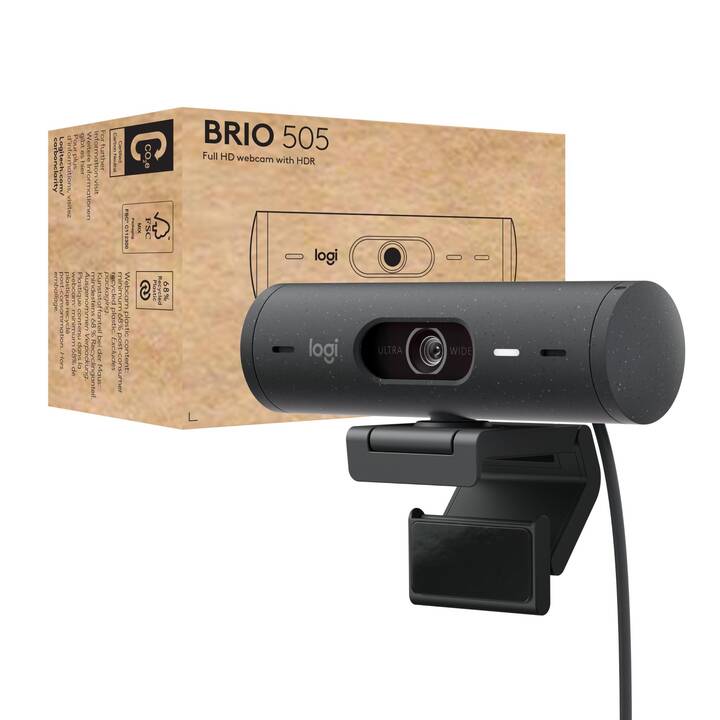 LOGITECH Brio 505 Webcam (1920 x 1080, Schwarz, Graphit)