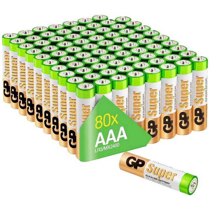 GP Super Alkaline Batterie (AAA / Micro / LR3, 80 pièce)