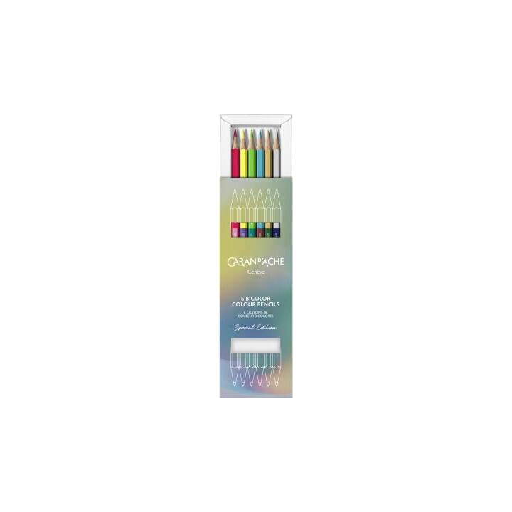 CARAN D'ACHE Farbstift Bicolor  (Mehrfarbig, 6 Stück)