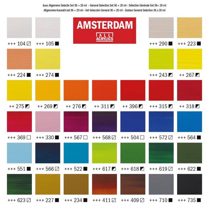 TALENS Couleur acrylique Amsterdam Starter Set (36 x 20 ml, Multicolore)