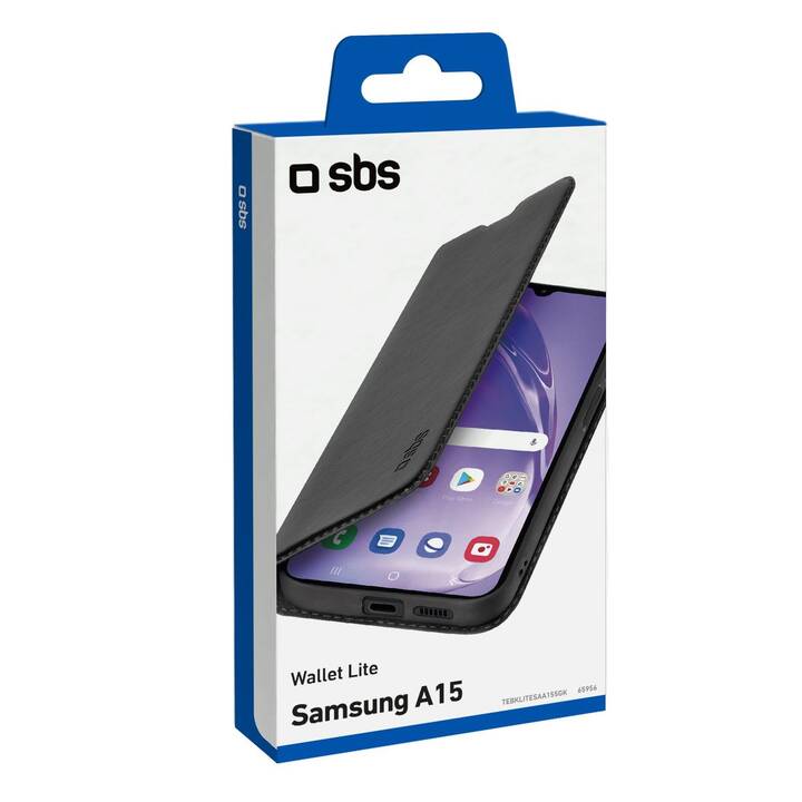 SBS Flipcover Wallet Lite (Galaxy A15, Schwarz)