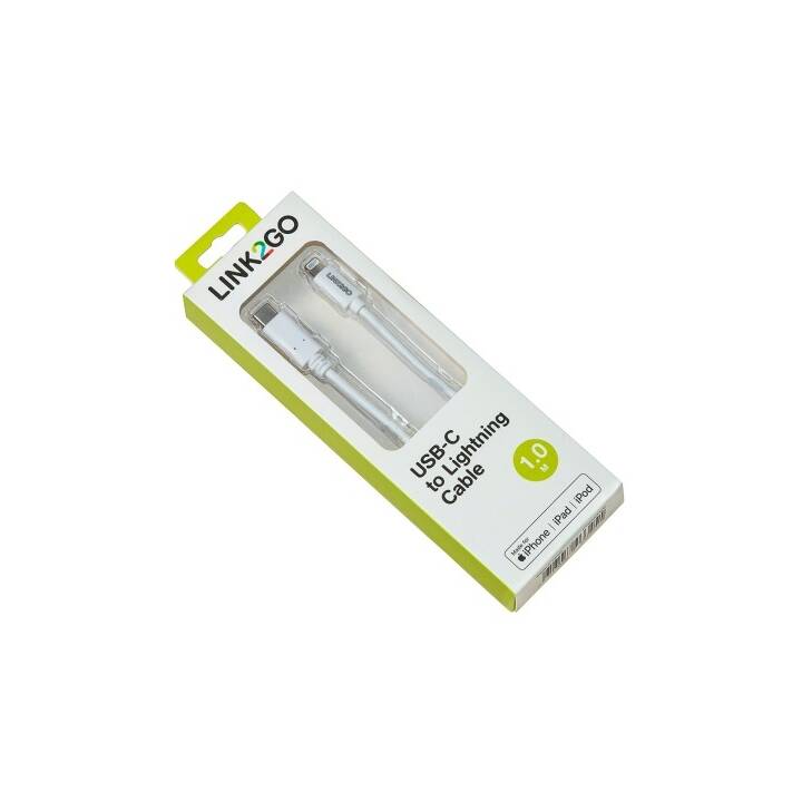 LINK2GO Câbles de liaison (Blanc, 1 m, USB Typ-C, Lightning)