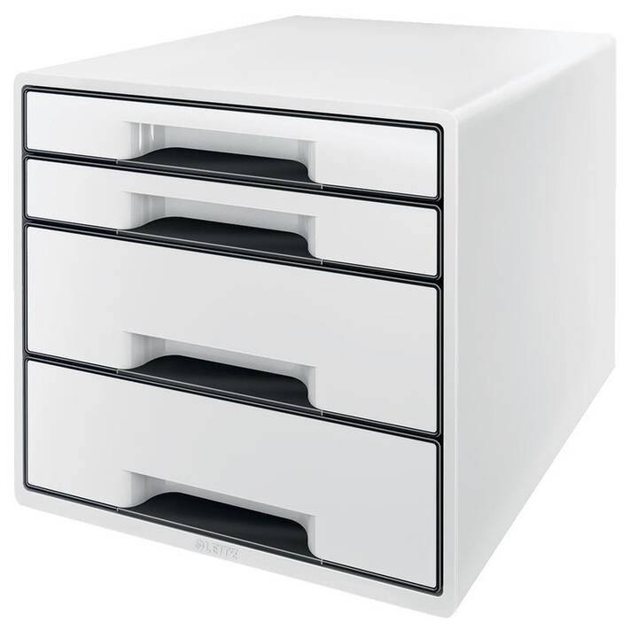 LEITZ Boite à tiroirs de bureau WOW Cube (A4+, 28.7 cm  x 27 cm  x 36 cm, Blanc, Noir)