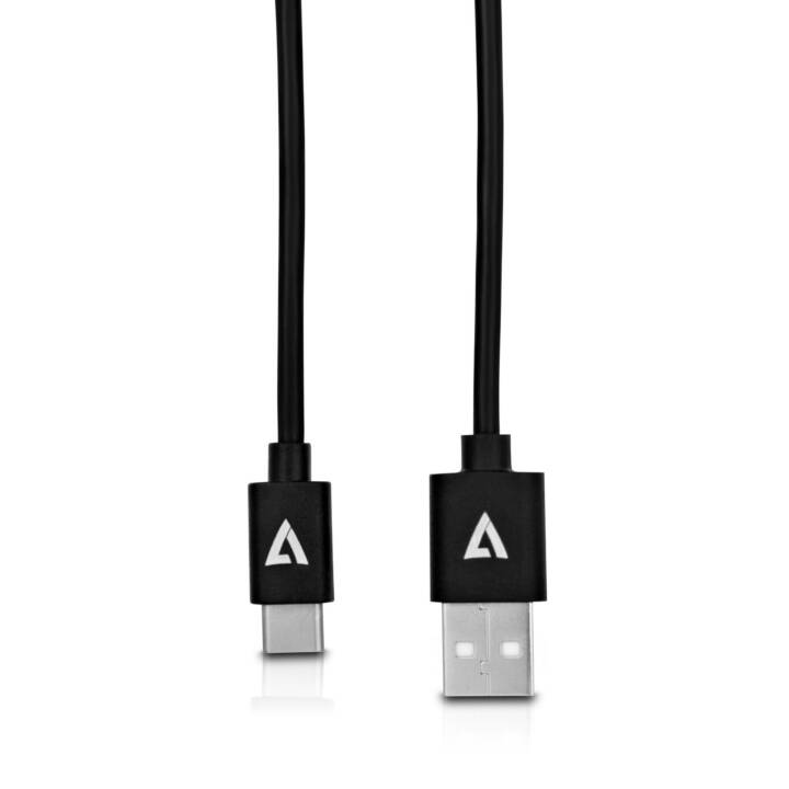 V7 USB 2,0 A auf USB-C, 2 m, Schwarz