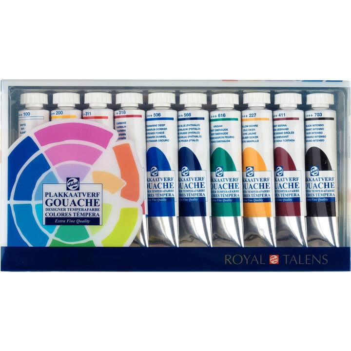 TALENS Peinture pour affiches Gouache Set (10 x 20 ml, Multicolore)