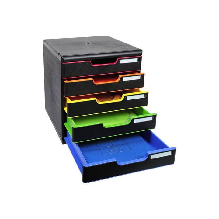 EXACOMPTA Boite à tiroirs de bureau Modulo Classic (A4, 350 mm  x 320 mm, Black, Multicolore)