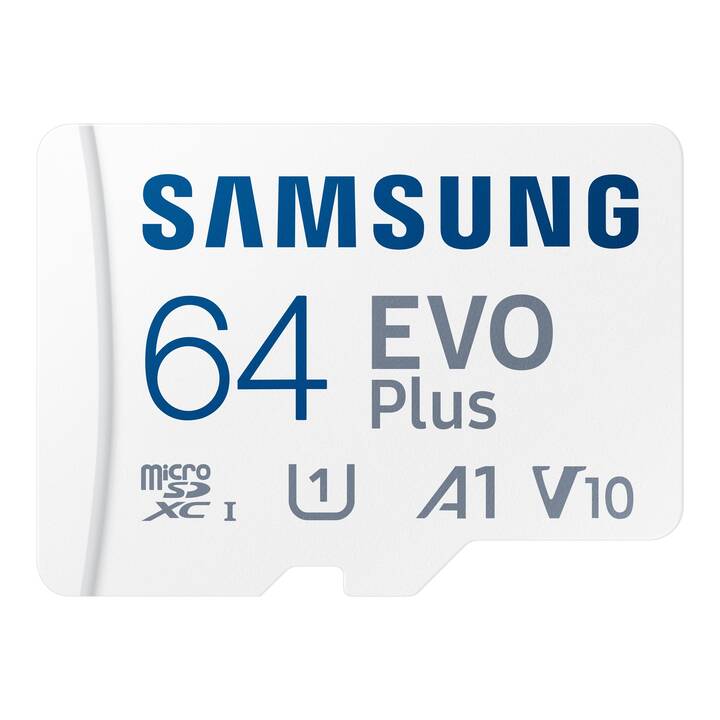 SAMSUNG MicroSDXC UHS-I EVO Plus (UHS-I Class 1, Class 10, A1, Video Class 10, 64 GB, 130 MB/s)