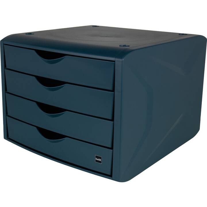 HELIT Büroschubladenbox (A4, 26.5 cm  x 33.2 cm  x 21.5 cm, Blau)